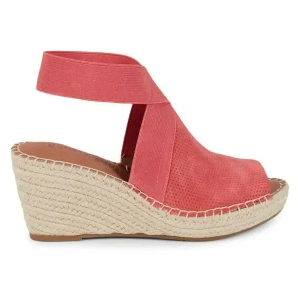 GENTLE SOULS by Kenneth Cole Women's Charli Wedge Sandals - Coral 9.5M - Picture 3 of 6